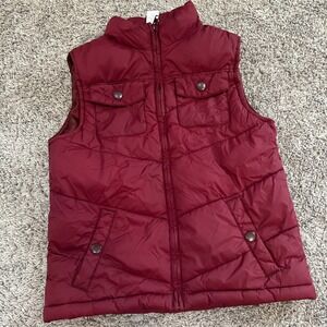 Gymboree Kids Puffer Vest Maroon Quilted Sleeveless Padded Zip Up L (10-12)‎